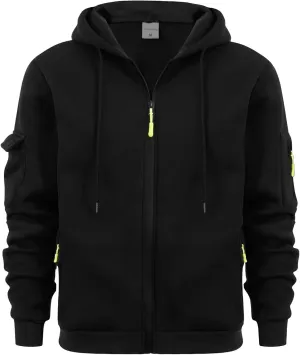 Pullover & Full Zip Mens' Autumn Winter Long Sleeve Zipper Hooded Sweatshirt Men's Hooded Fleece Sweatshirt With