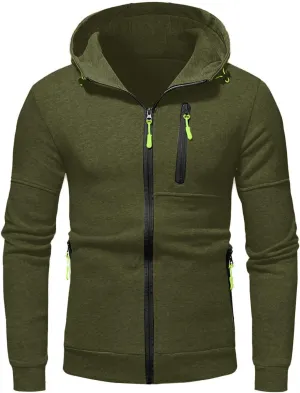 Pullover & Full Zip Mens' Autumn Winter Long Sleeve Zipper Hooded Sweatshirt Men's Hooded Fleece Sweatshirt With