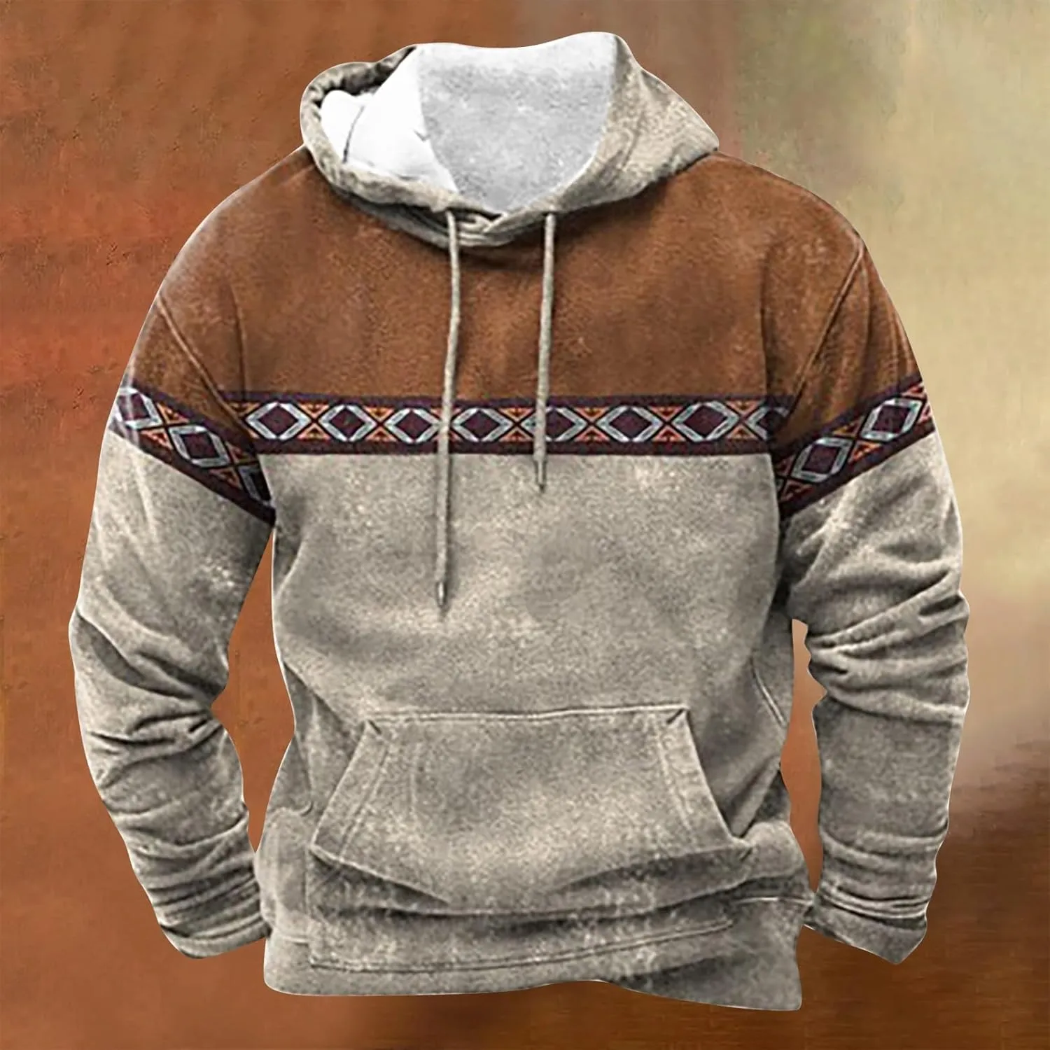 Red Hoodie And Winter Vintage Long Sleeve Hoodie Half Zipper Hooded Sweatshirt Top Workwear Multi Pocket Men'S Mens