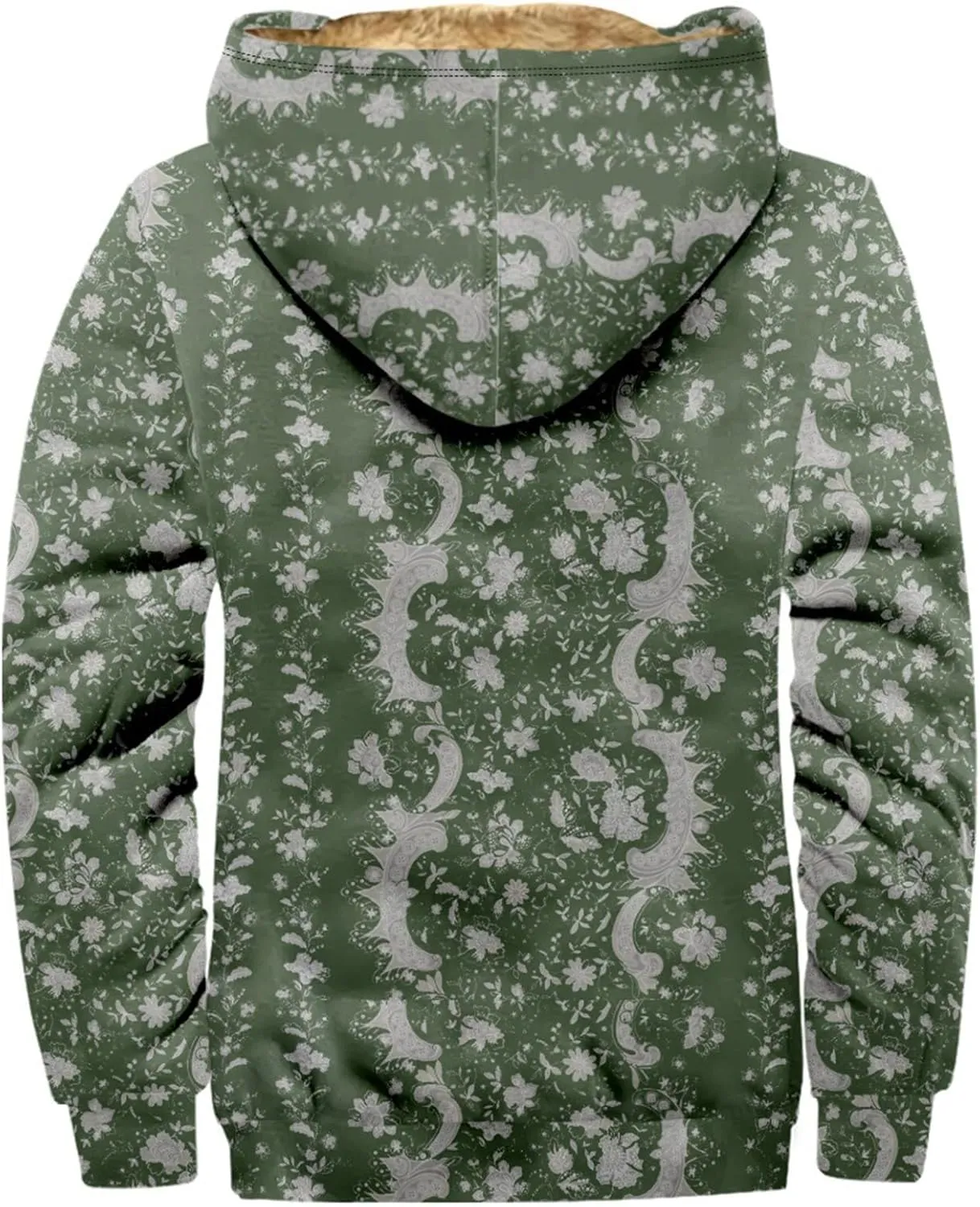 Retro Ethnic Graphic Hoodies Heavyweight Sherpa Fleece Lined Jackets Big Tall Zip Up Sweatshirts For Men With Hood