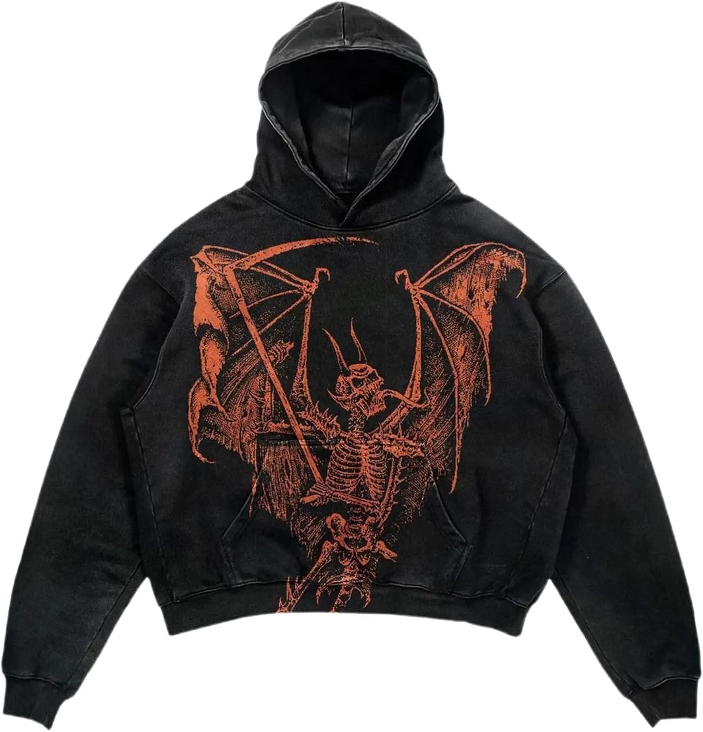Retro Y2K Hoodie Gothic Casual Alphabet Blast Print Pattern Skull Fashion Hoodie Women Harajuku Clothing
