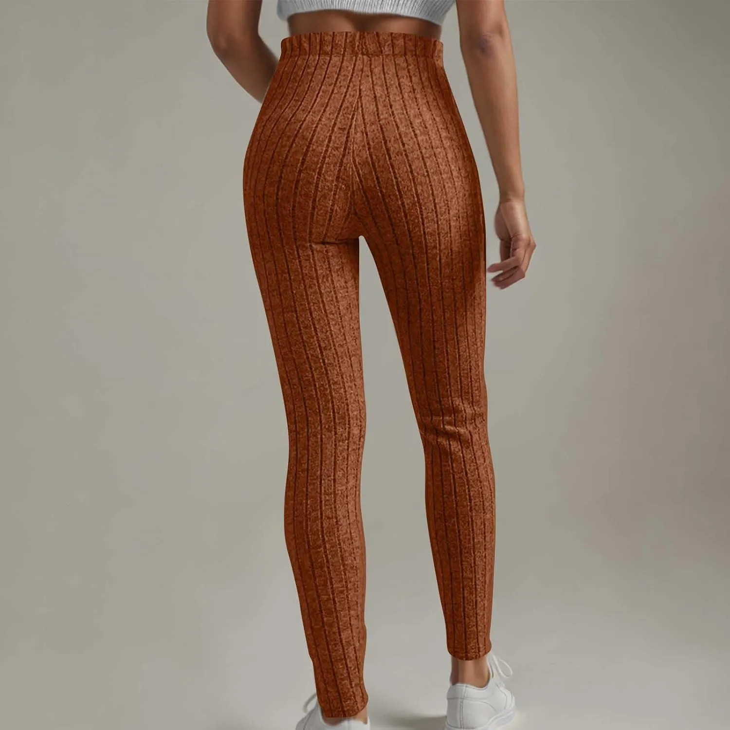 Ribbed Knit Pants for Women 2024 Casual Solid Drawstring Waist Trousers Loose High Waist Tight Hip Lifting Stretch Yoga Pant