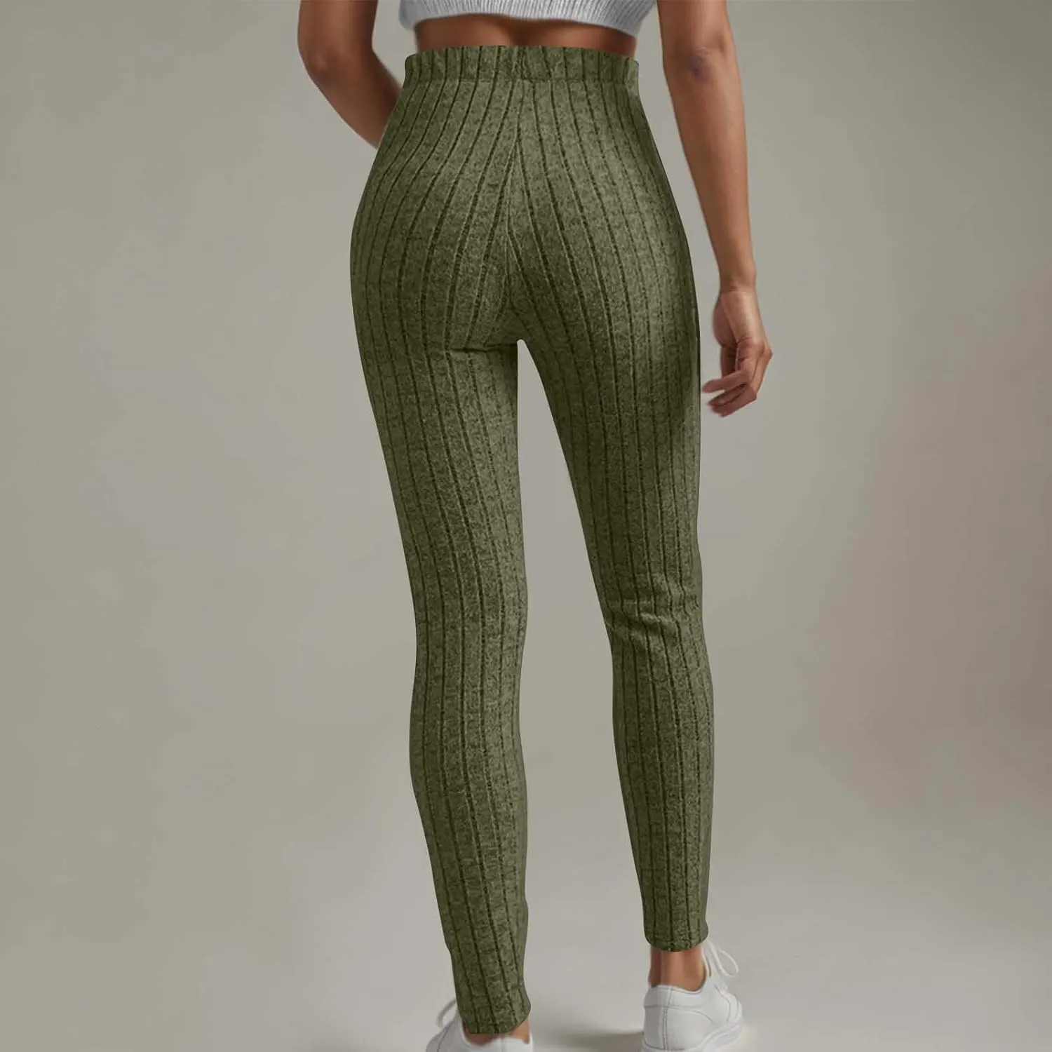 Ribbed Knit Pants for Women 2024 Casual Solid Drawstring Waist Trousers Loose High Waist Tight Hip Lifting Stretch Yoga Pant