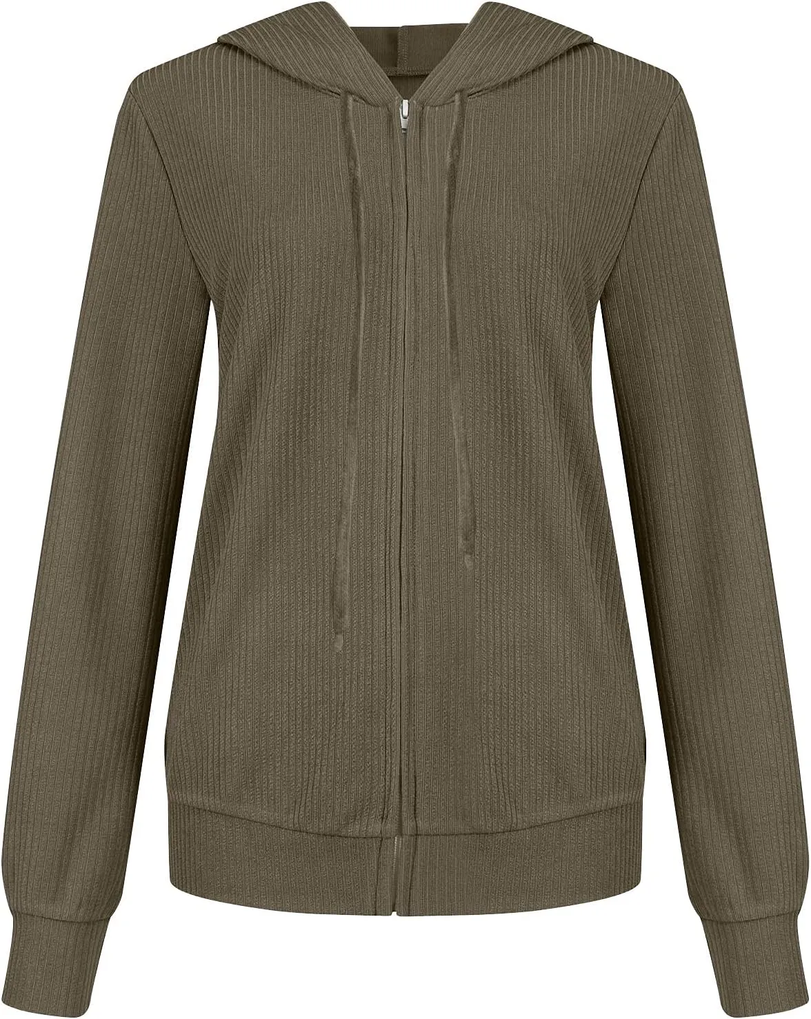 RMXEi Long Sleeve Open Front Cardigans For Women Casual Knit Zip Up Hooded Outwear Sweatshirt Coat