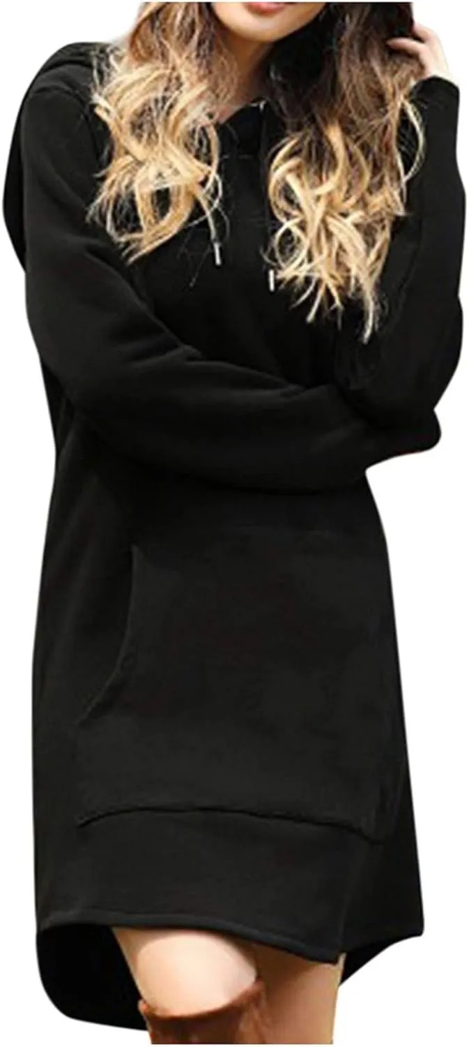 RMXEi Oversize Sweatshirt Women,Women Long Length Loose Casual Solid Drawstring Hoodie Pullover With Big Pocket