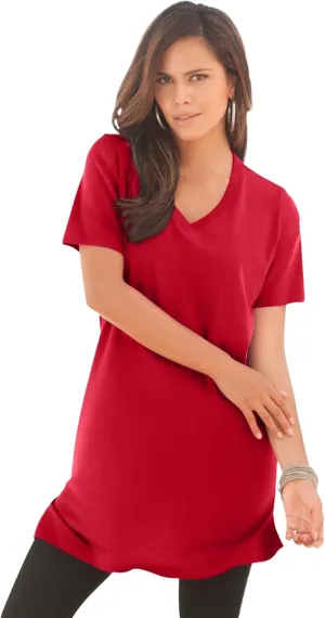 Roaman's Women's Plus Size Short-Sleeve V Neck Ultimate Tunic