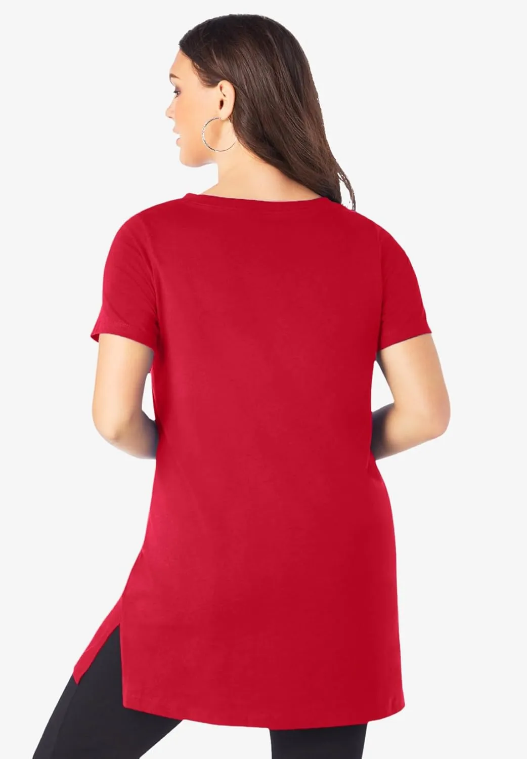 Roaman's Women's Plus Size Short-Sleeve V Neck Ultimate Tunic