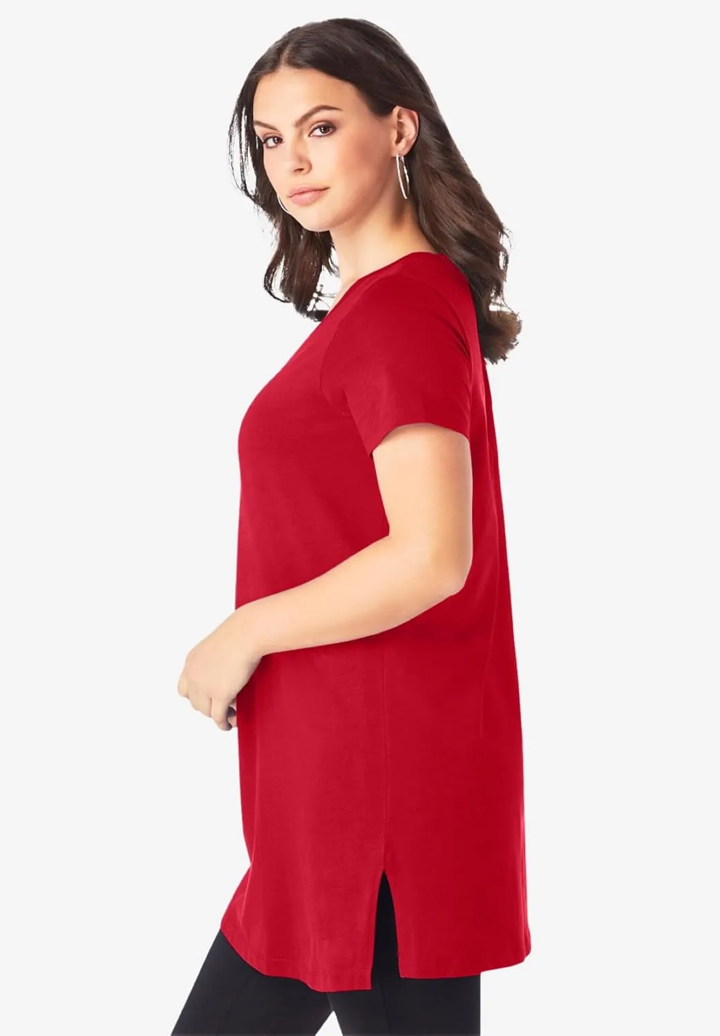Roaman's Women's Plus Size Short-Sleeve V Neck Ultimate Tunic