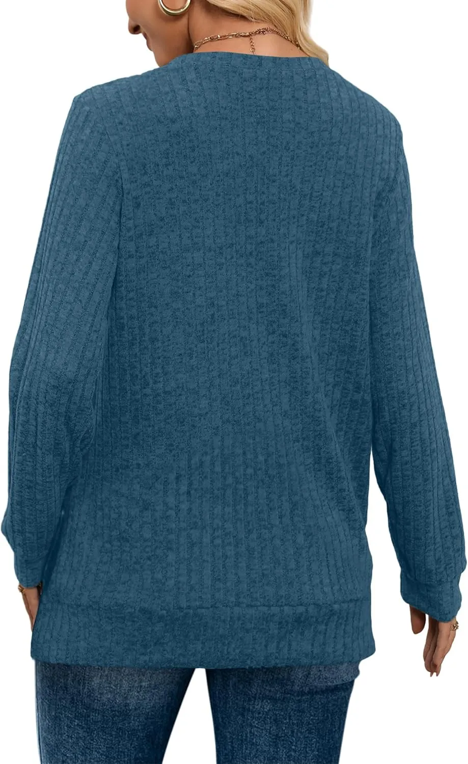 SAMPEEL V Neck Long Sleeve Shirts for Women Casual Fall Tops Lightweight Tunic Sweaters Fashion Clothes 2025