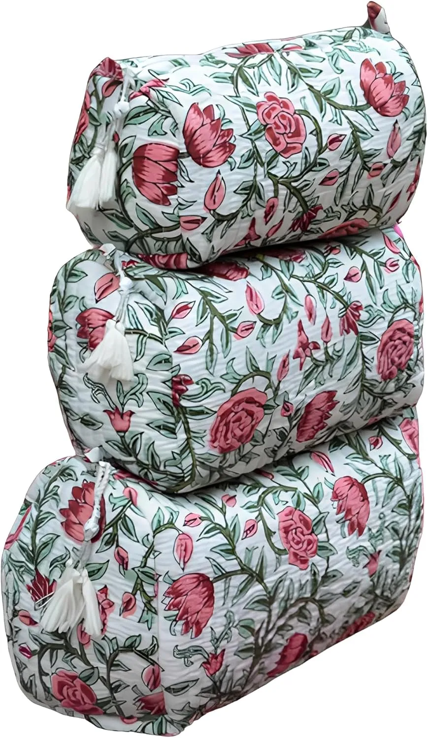 Set of 3 Pieces Indian Cotton Toiletry Bag Set Cosmetic Makeup Bags (Pattern-12)