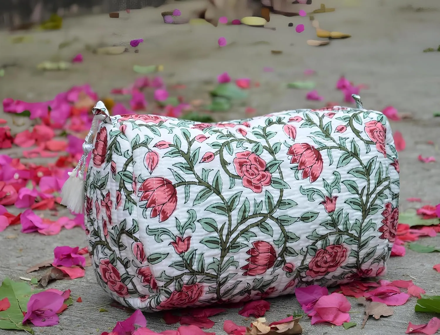 Set of 3 Pieces Indian Cotton Toiletry Bag Set Cosmetic Makeup Bags (Pattern-12)