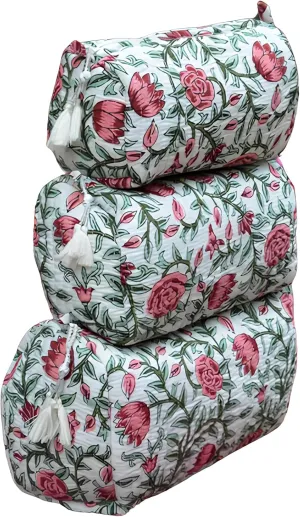 Set of 3 Pieces Indian Cotton Toiletry Bag Set Cosmetic Makeup Bags (Pattern-12)