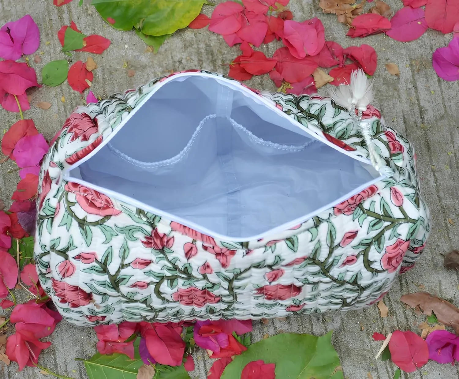 Set of 3 Pieces Indian Cotton Toiletry Bag Set Cosmetic Makeup Bags (Pattern-12)