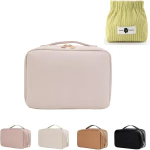 Setpatient Multi-Compartment Toiletry Cosmetics Bag, Set Patient Travel Makeup Bag, set patient cosmetic bag, set patient makeup bag, Multi-Compartment Toiletry Cosmetics Bag(White)
