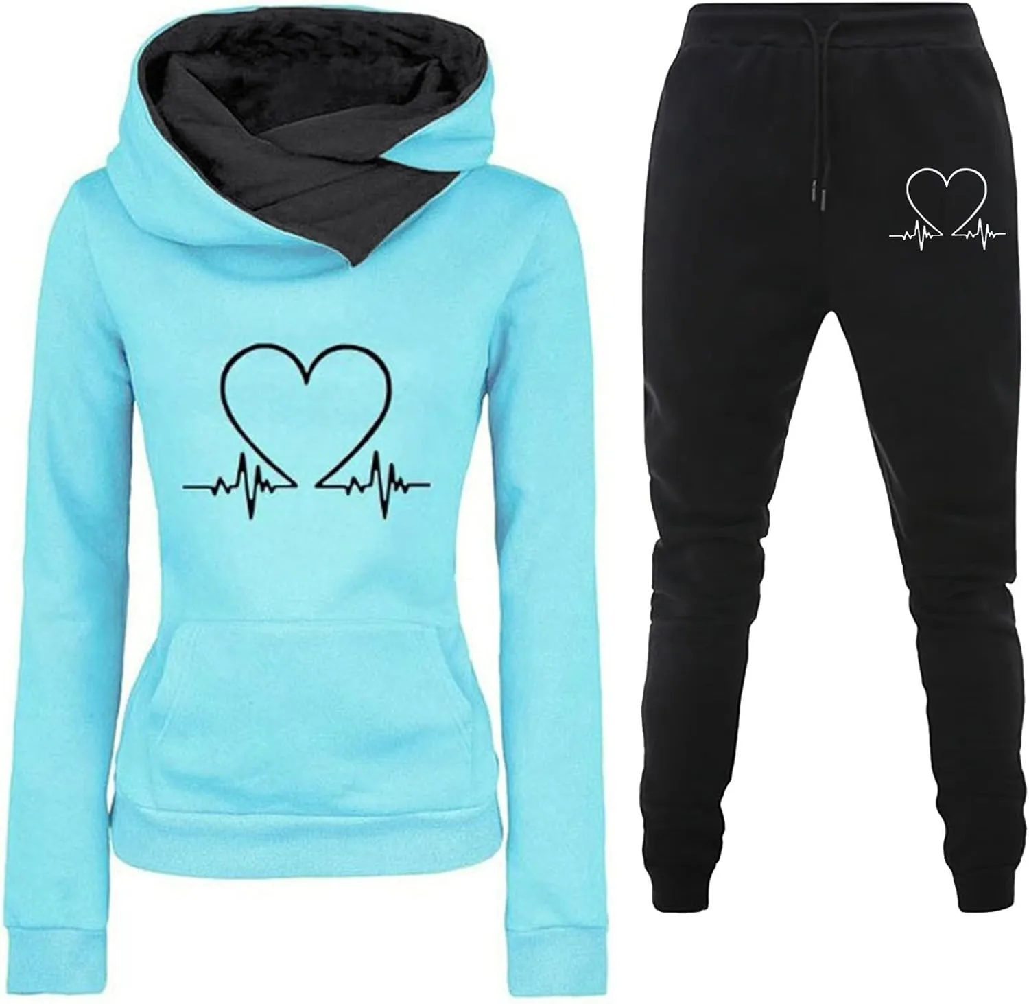 SHAOBGE Unisex 2 Piece Outfits Women Men Hoodie Tracksuits Oversized Sweatshirts Jogger Sweatpants Y2K Sweatsuit with Pockets
