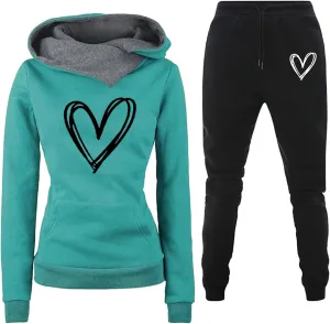 SHAOBGE Unisex 2 Piece Outfits Women Men Hoodie Tracksuits Oversized Sweatshirts Jogger Sweatpants Y2K Sweatsuit with Pockets