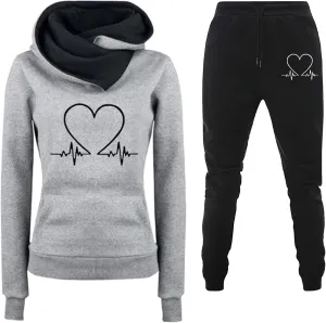 SHAOBGE Unisex 2 Piece Outfits Women Men Hoodie Tracksuits Oversized Sweatshirts Jogger Sweatpants Y2K Sweatsuit with Pockets