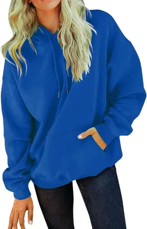 SHAOBGE Women's Casual Pink Cropped Oversized Long Sleeve Solid Hoodie Pullover Sweatshirt