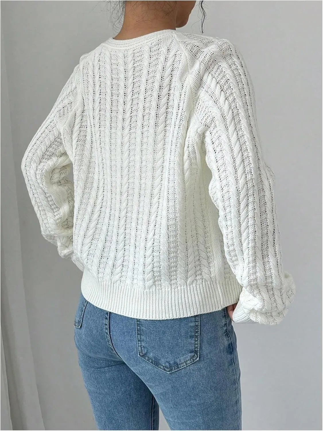 SHENHE Women's Bow Tie Front Cable Knit Soft Knit Open Front Dressy Cardigan Sweater