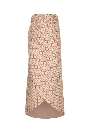 Siboney Cotton Bio Wrap Midi Skirt / Beige May Flower