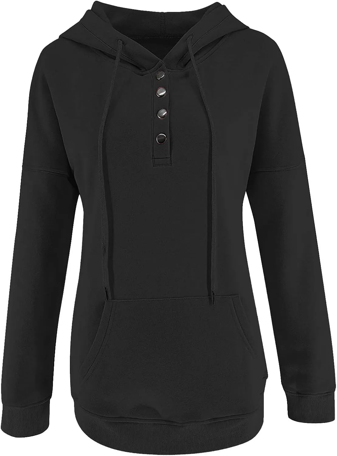 slqdgmryz Hoodies for Women Button Preppy Tunic Sweatshirt Plain Cute Hoodie Drawstring Long Sleeve Pullover with Pockets
