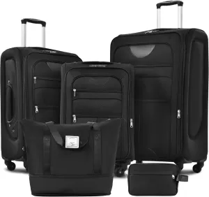 Softside Luggage Expandable 3 Piece Set Spinner Wheel Suitcase with Duffel Bag Travel Set
