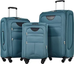 Softside Luggage Expandable 3 Piece Set Suitcase Upright Spinner Softshell Lightweight Luggage Travel Set