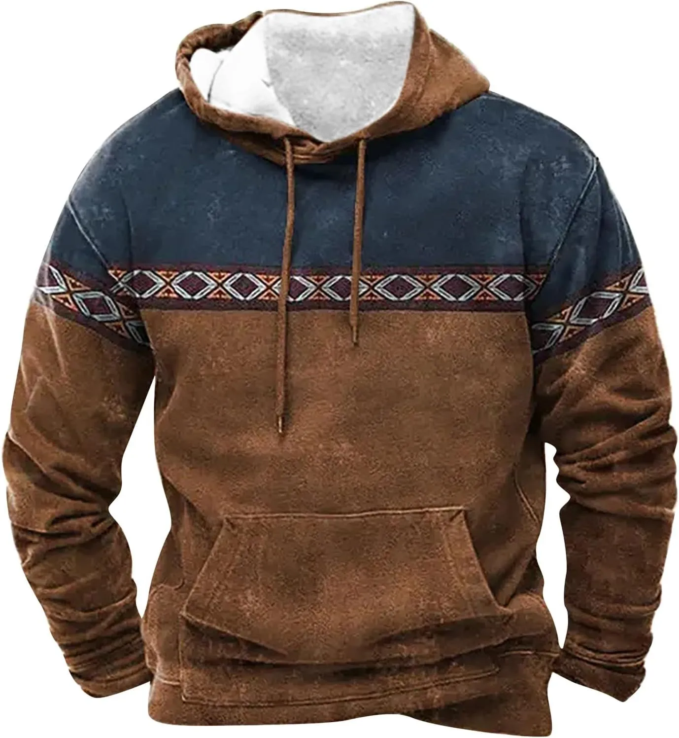 Solid Hoodie Pullover Sweater Mens Autumn And Winter Loose Plus Size Hooded Pullover Sweater Knit Sweatshirt with