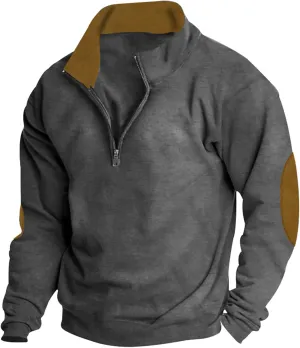 Solid Hoodie Pullover Sweater Men's Fashion Fall And Winter Casual Long Sleeve Half Zip Long Sleeve Sweatshirt Top