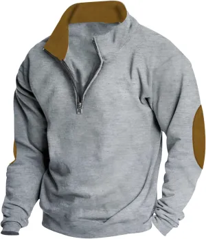 Solid Hoodie Pullover Sweater Men's Fashion Fall And Winter Casual Long Sleeve Half Zip Long Sleeve Sweatshirt Top