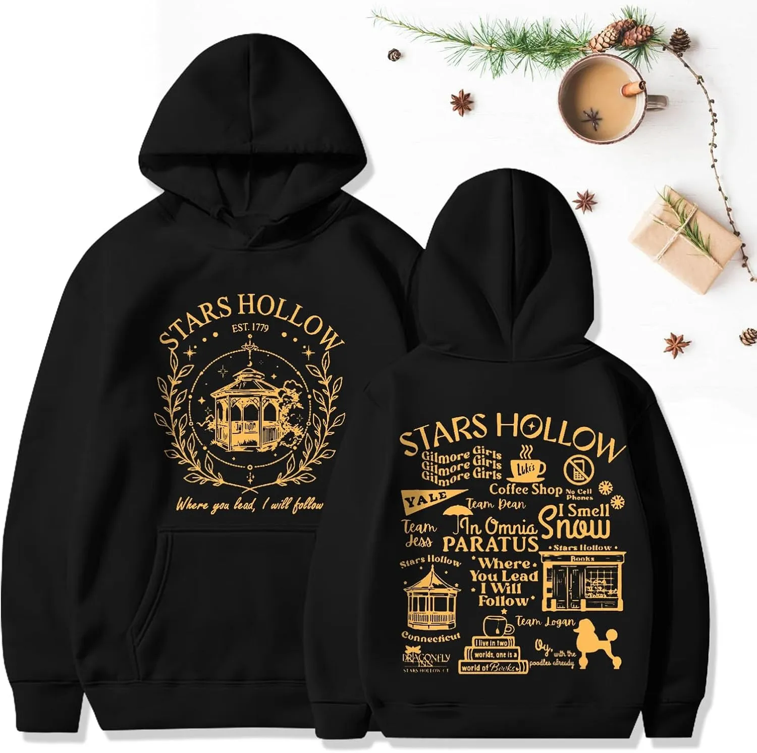 Stars Hollow Sweatshirt Where You Lead I Will Follow Sweatshirts Connecticut 1779 Oversized Hoodie Winter Clothes