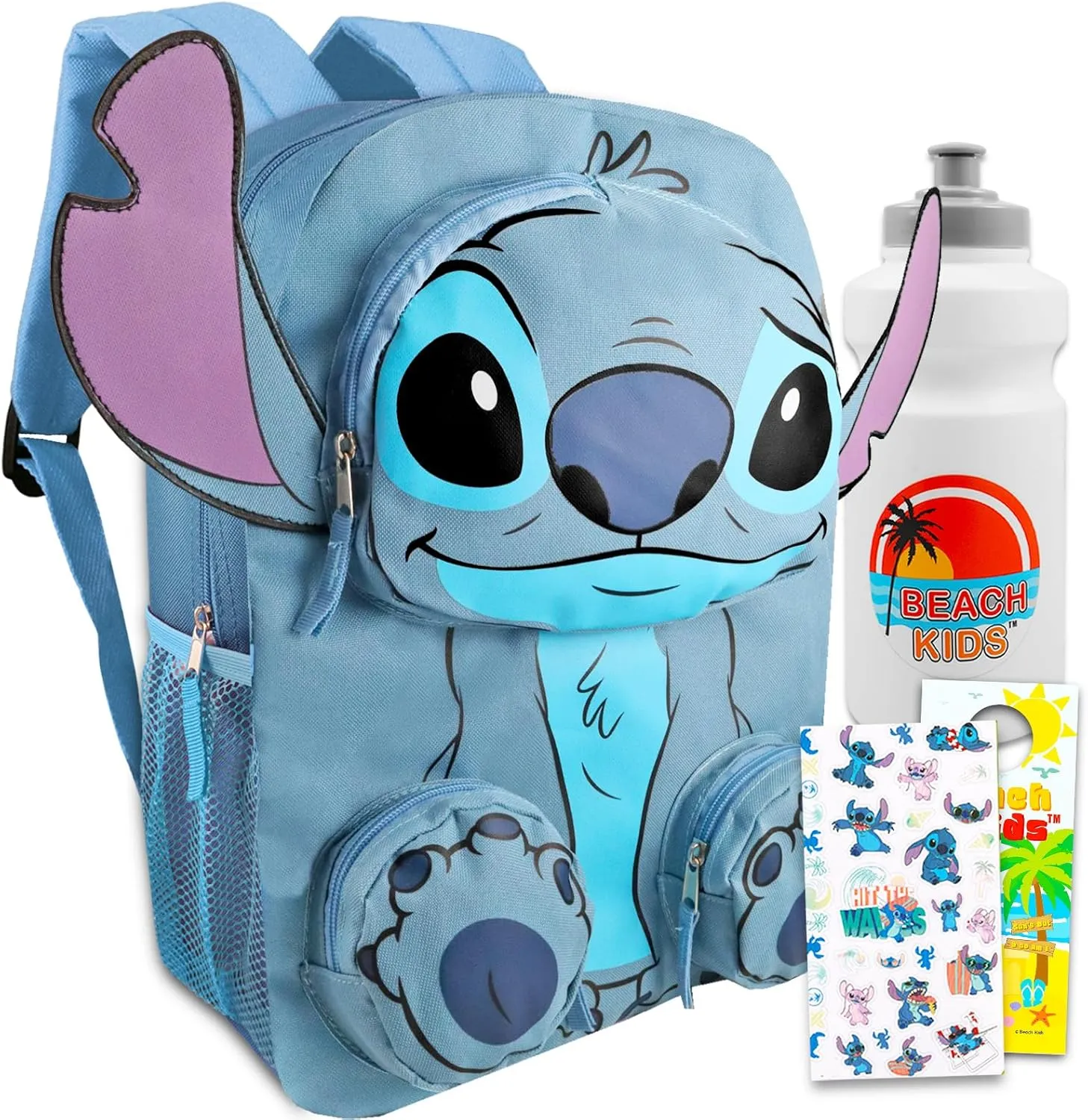 Stitch Backpack for Girls Set - Bundle with Lilo and Stitch Backpack with Front Pockets Plus Water Bottle, Tattoos, More | Stitch Backpack Set for Kids