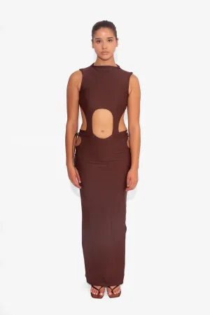 Stretch Side Cut Out Skirt in Cocoa