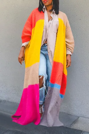 Stylish Colorblock Drop Shoulder Cardigan