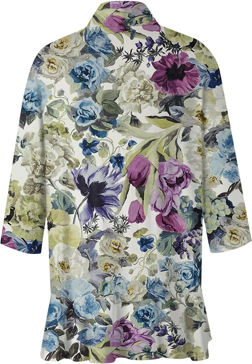 Summer Cardigans for Women Lightweight Ruched 3/4 Sleeve Open Front Cardigan Casual Loose Cover up Shrugs for Dress