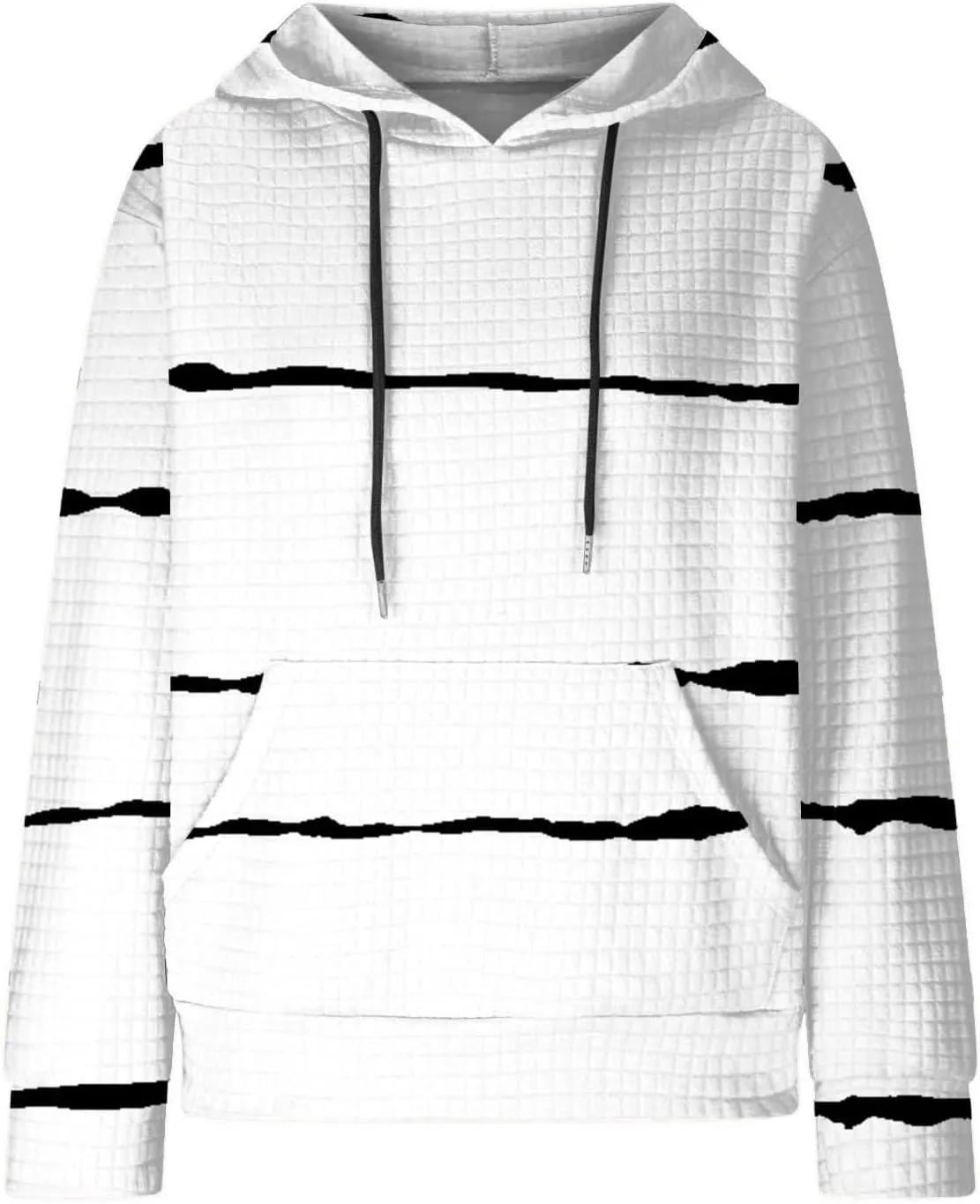 Sweatshirt for Womens Fashion Waffle Long Sleeve Striped Hoodies Casual Loose Lightweight Drawstring Pullover Shirts