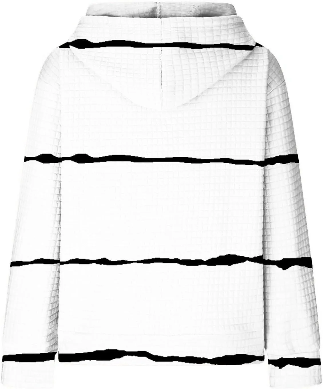 Sweatshirt for Womens Fashion Waffle Long Sleeve Striped Hoodies Casual Loose Lightweight Drawstring Pullover Shirts