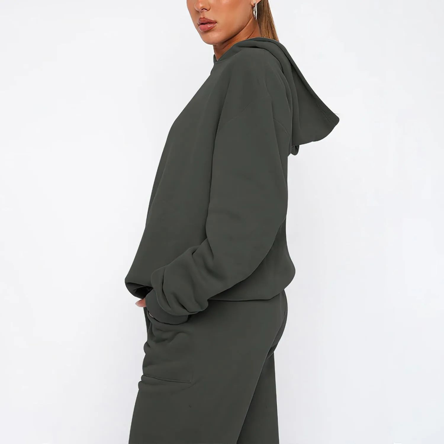 Sweatsuits for Women 2 Piece Outfits Fleece Oversized Hoodies and Sweatpants Jogger Winter Fall Tracksuit Set