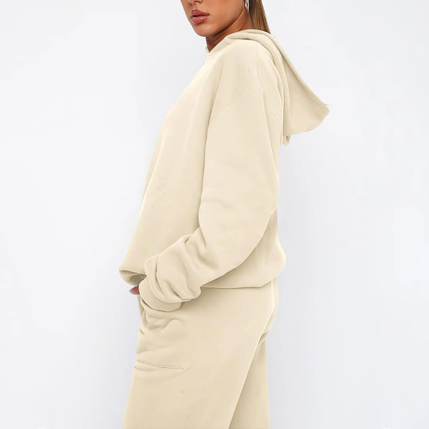 Sweatsuits for Women 2 Piece Outfits Fleece Oversized Hoodies and Sweatpants Jogger Winter Fall Tracksuit Set