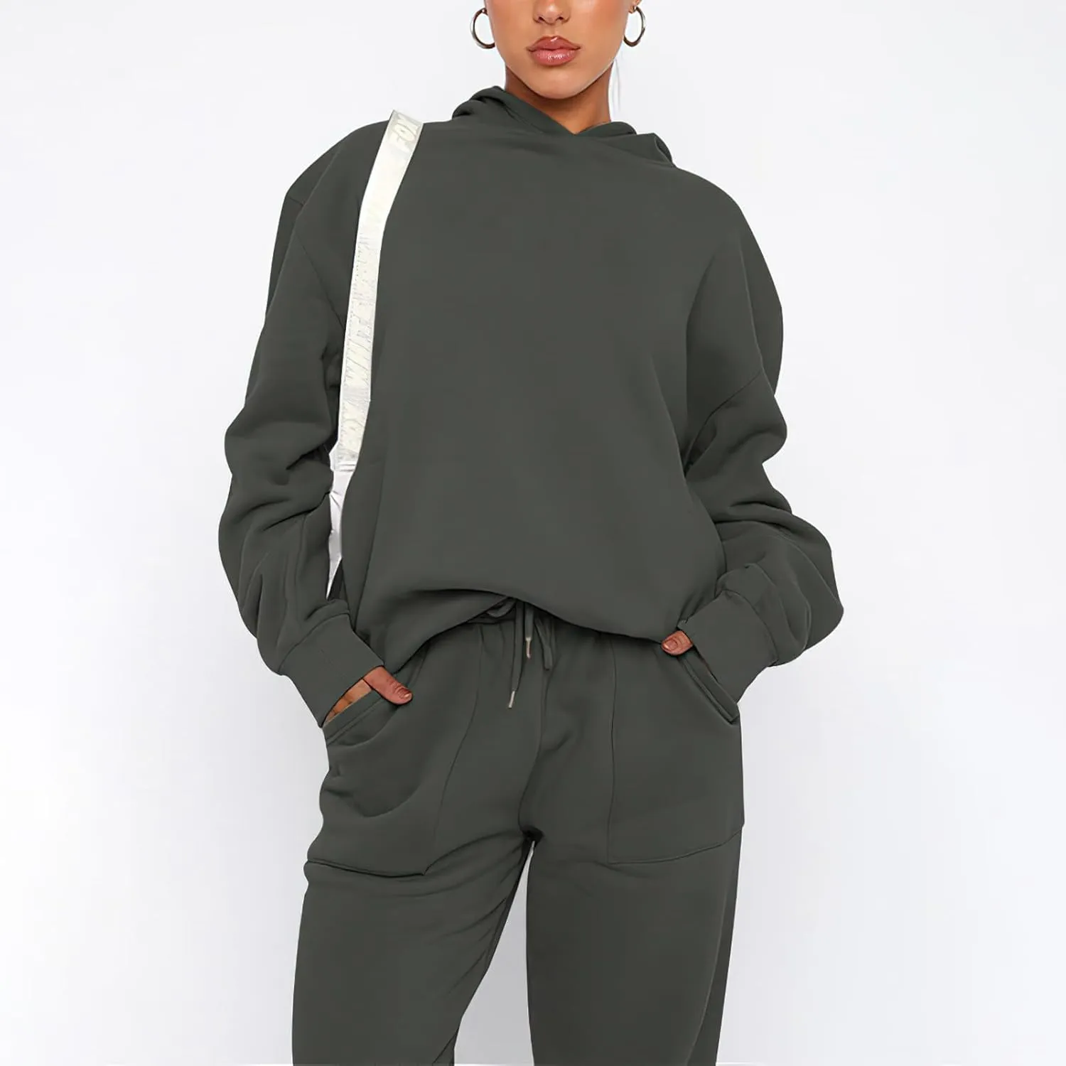 Sweatsuits for Women 2 Piece Outfits Fleece Oversized Hoodies and Sweatpants Jogger Winter Fall Tracksuit Set