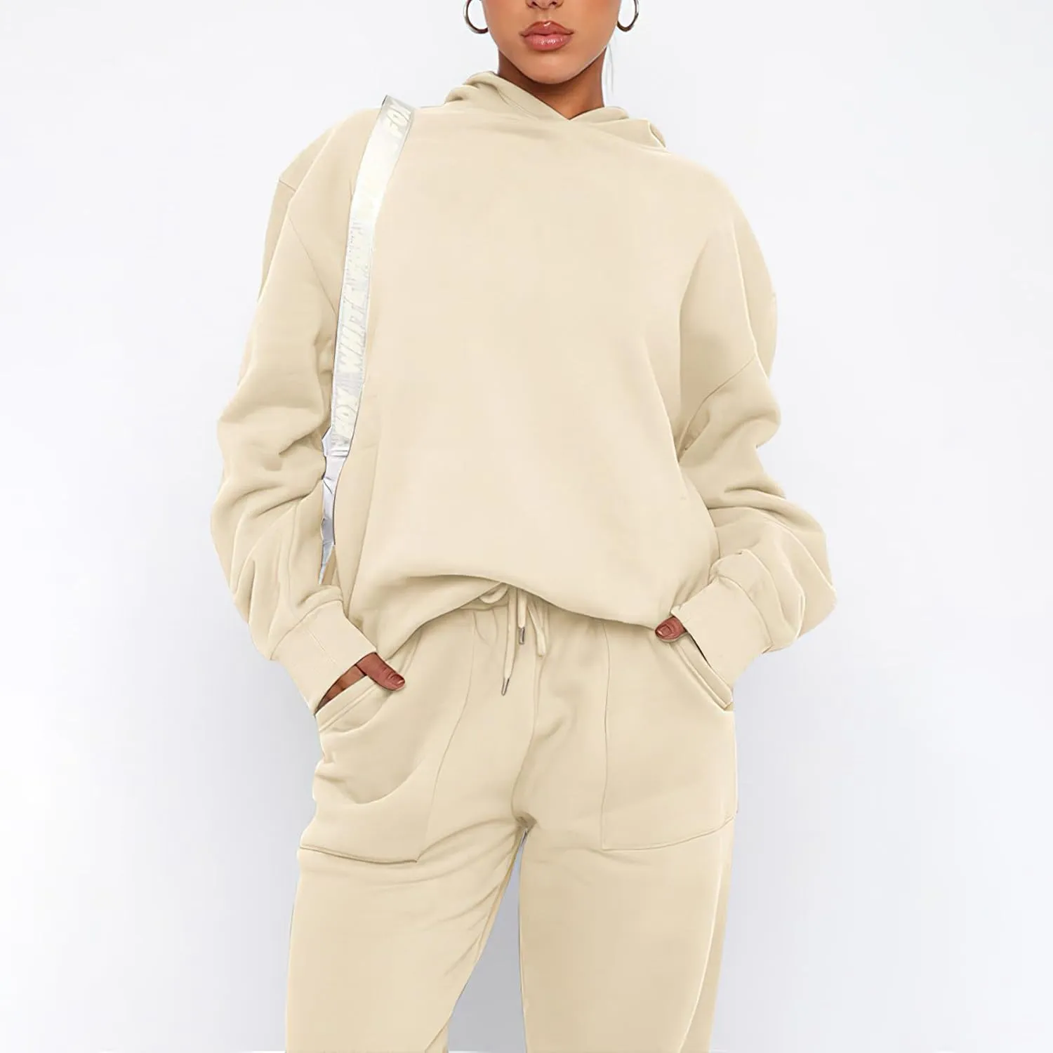 Sweatsuits for Women 2 Piece Outfits Fleece Oversized Hoodies and Sweatpants Jogger Winter Fall Tracksuit Set