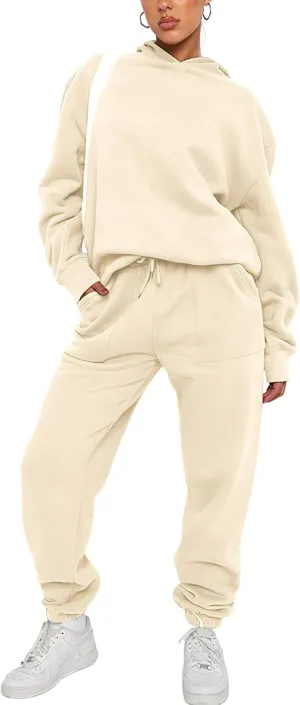 Sweatsuits for Women 2 Piece Outfits Fleece Oversized Hoodies and Sweatpants Jogger Winter Fall Tracksuit Set