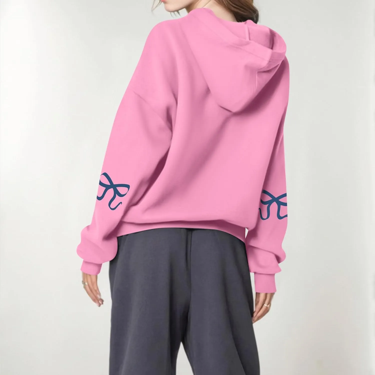 Sweatsuits Women 2 Piece Outfit Fleece Oversized Bow Hoodie and Sweatpants Track Suits Matching Lounge Pants Sets