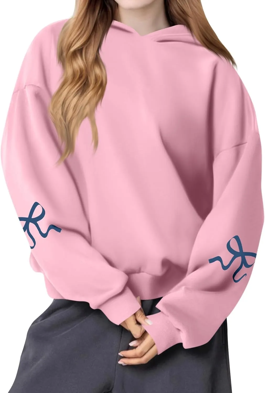 Sweatsuits Women 2 Piece Outfit Fleece Oversized Bow Hoodie and Sweatpants Track Suits Matching Lounge Pants Sets