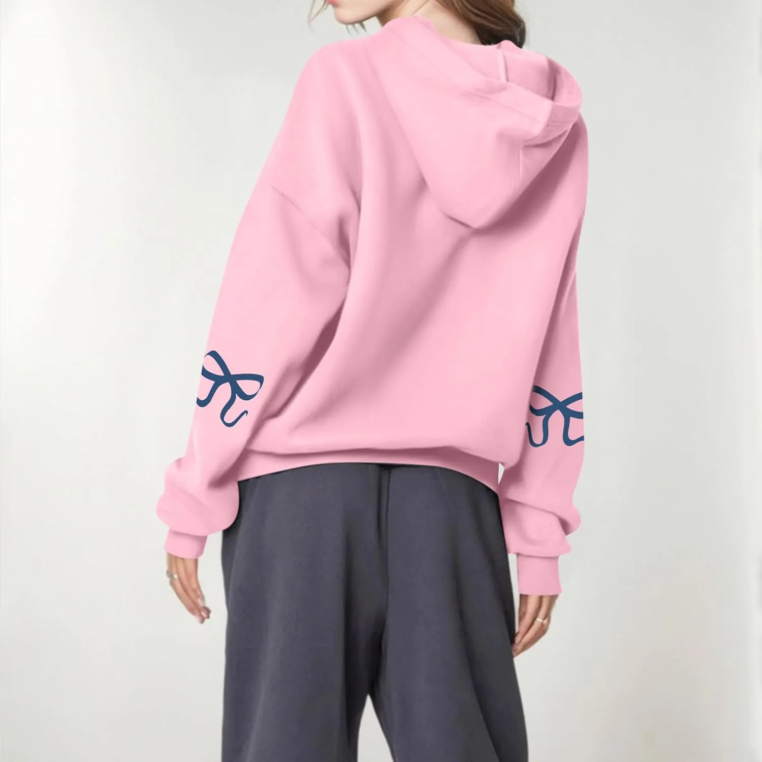 Sweatsuits Women 2 Piece Outfit Fleece Oversized Bow Hoodie and Sweatpants Track Suits Matching Lounge Pants Sets