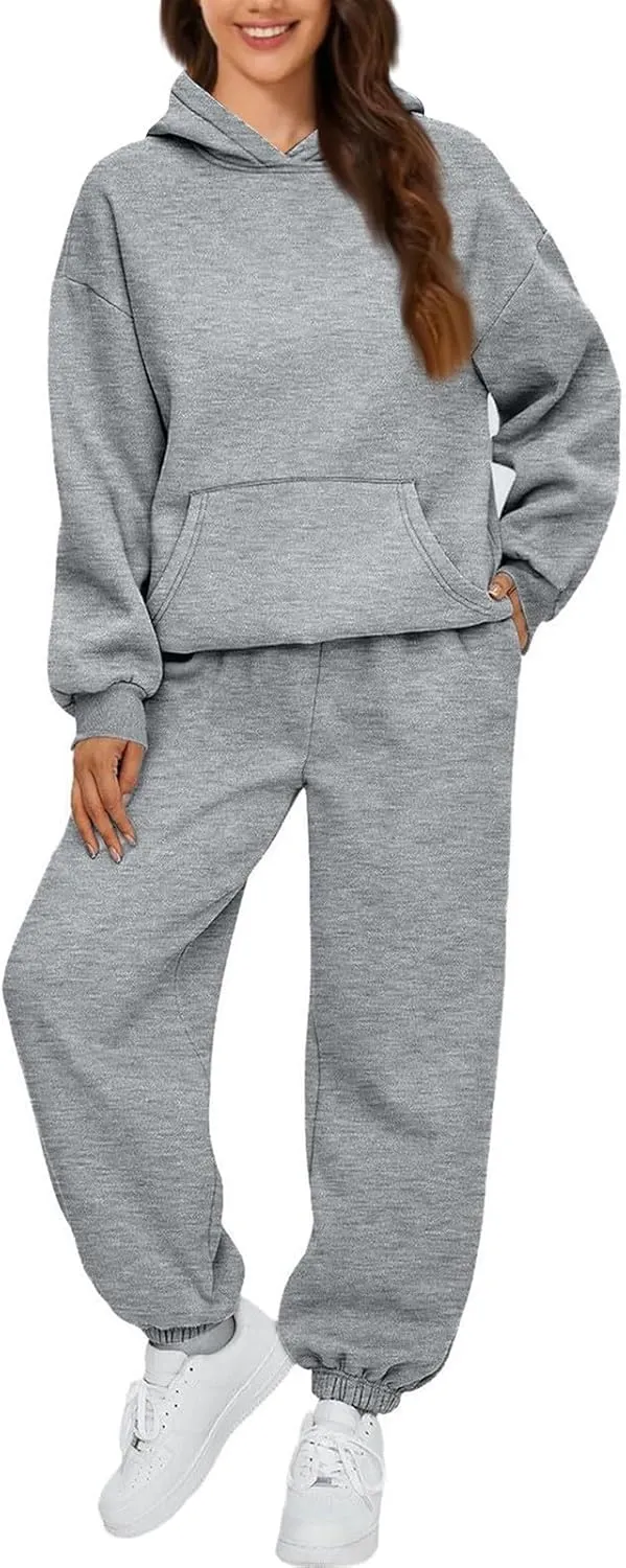 Sweatsuits Women 2 Piece Outfit Fleece Oversized Hoodie Joggers Sweatpants Track Suits Matching Lounge Pants Sets