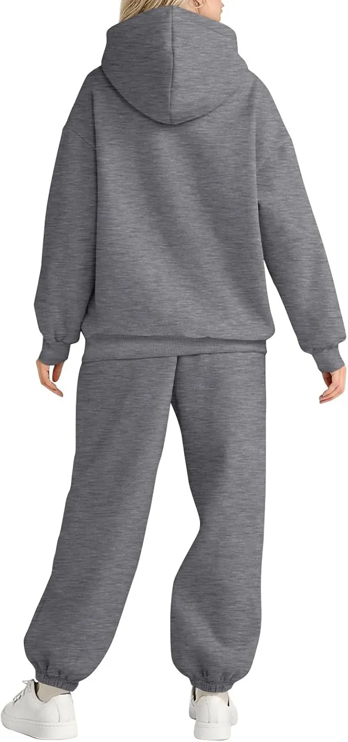 Sweatsuits Women 2 Piece Outfit Fleece Oversized Hoodie Joggers Sweatpants Track Suits Matching Lounge Pants Sets