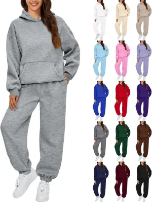 Sweatsuits Women 2 Piece Outfit Fleece Oversized Hoodie Joggers Sweatpants Track Suits Matching Lounge Pants Sets