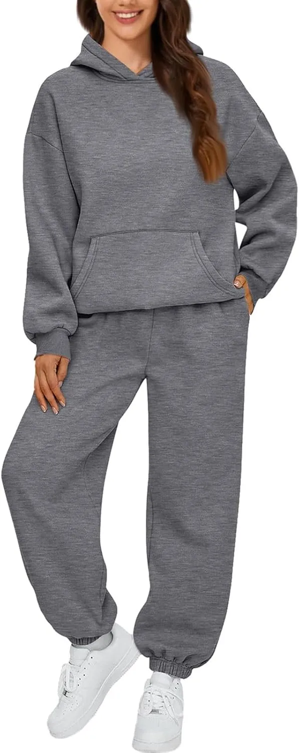 Sweatsuits Women 2 Piece Outfit Fleece Oversized Hoodie Joggers Sweatpants Track Suits Matching Lounge Pants Sets