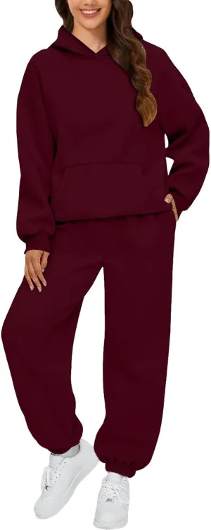 Sweatsuits Women 2 Piece Outfit Lounge Oversized Casual Long Sleeve Pullover Y2k Winter Fashion Tracksuits